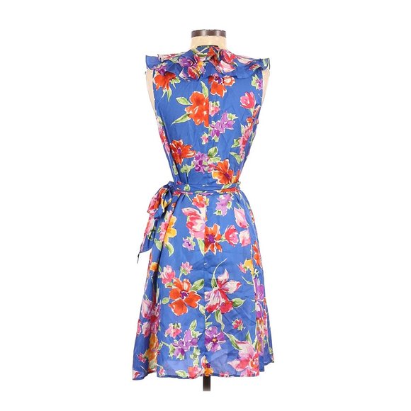 Lauren by Ralph Lauren 100% Silk Ruffle Dress Sz 2 - Picture 2 of 5